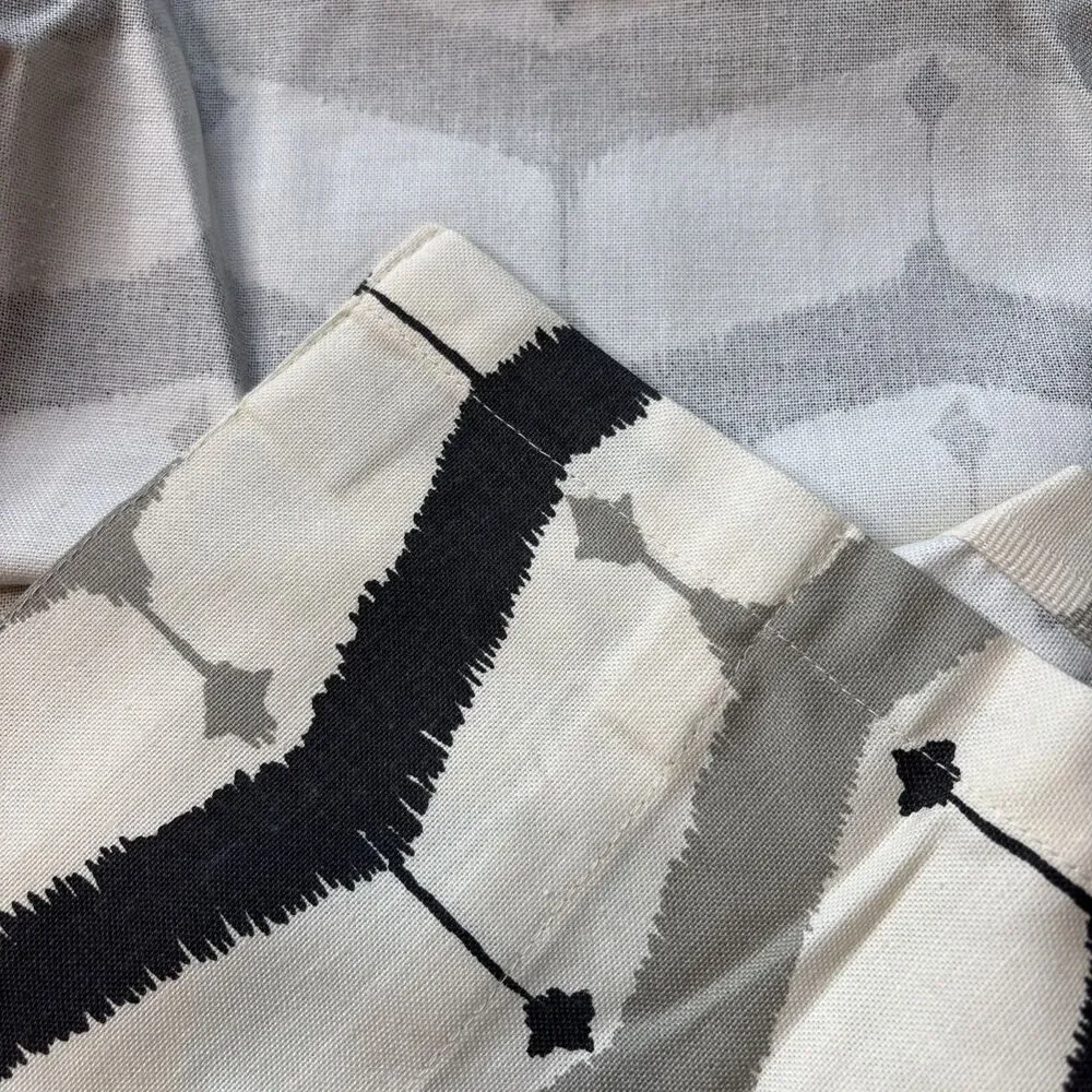West Elm 48”x84” Curtain Panels Pair Gray Black Ivory Geometric Cotton Drapes